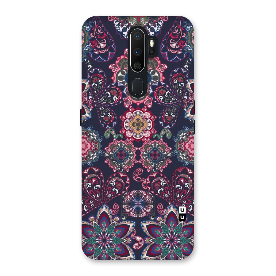 Navy Blue Bloom Pattern Back Case for Oppo A5 (2020)