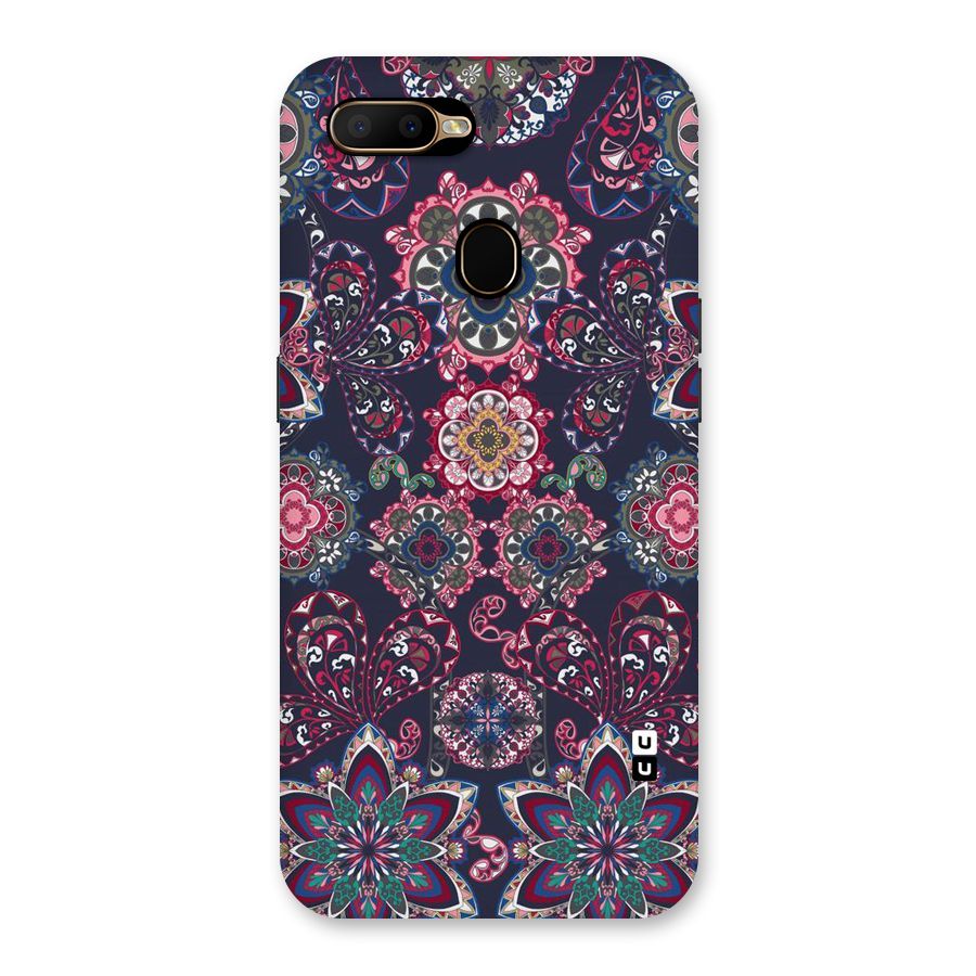 Navy Blue Bloom Pattern Back Case for Oppo A5s