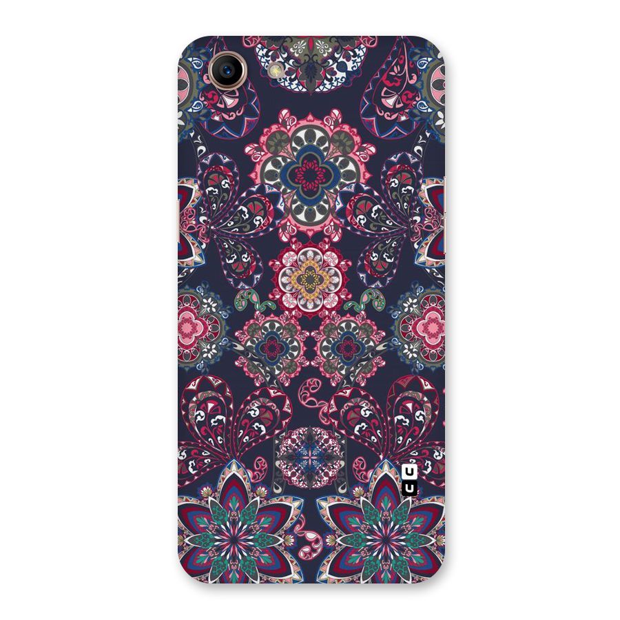 Navy Blue Bloom Pattern Back Case for Oppo A83 (2018)