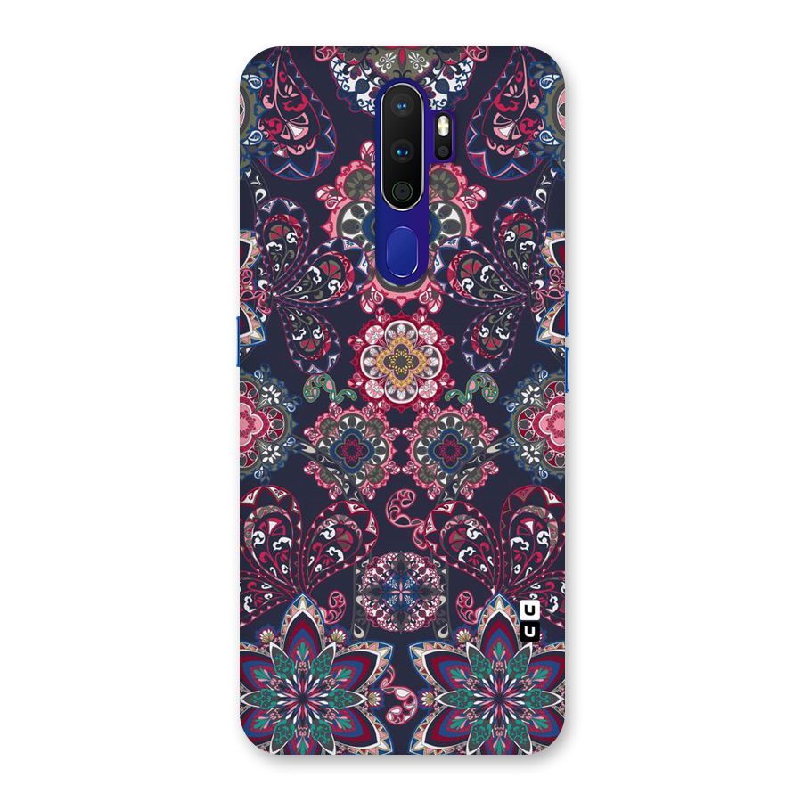 Navy Blue Bloom Pattern Back Case for Oppo A9 (2020)
