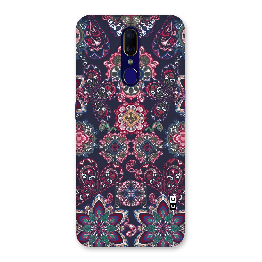 Navy Blue Bloom Pattern Back Case for Oppo F11