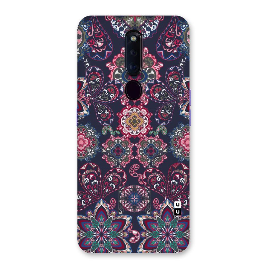Navy Blue Bloom Pattern Back Case for Oppo F11 Pro