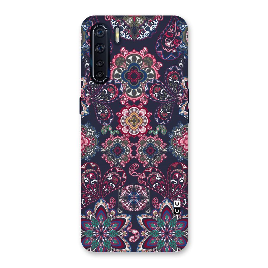 Navy Blue Bloom Pattern Back Case for Oppo F15