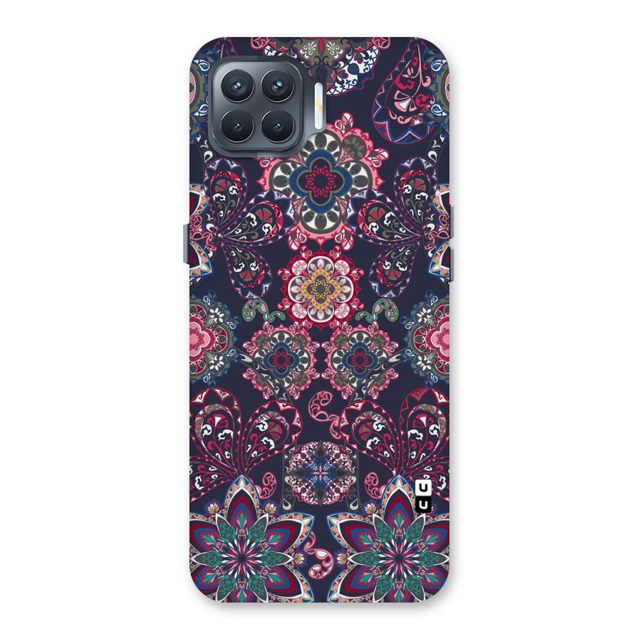 Navy Blue Bloom Pattern Back Case for Oppo F17 Pro