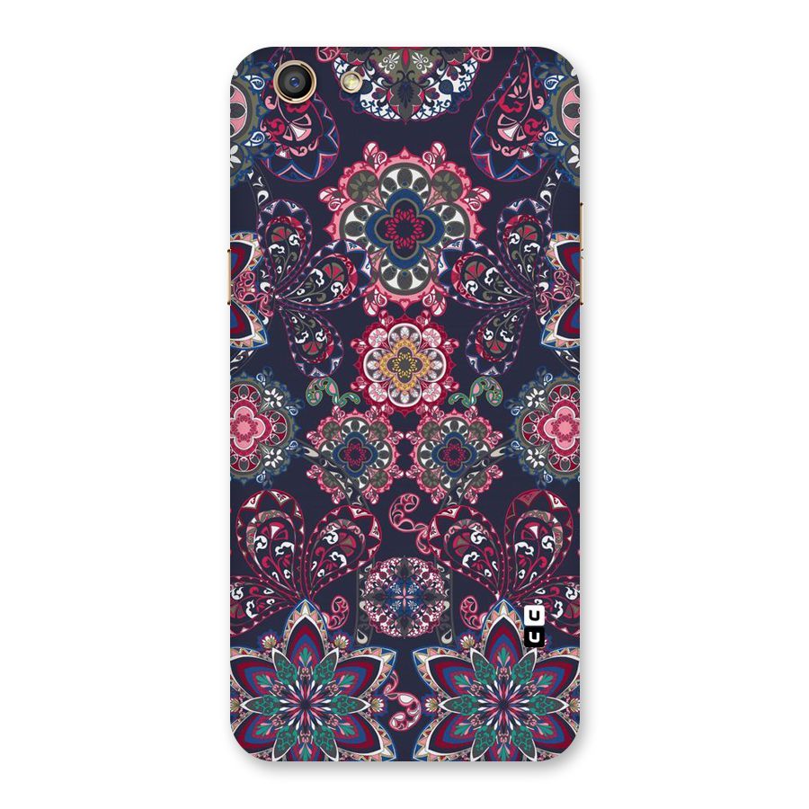 Navy Blue Bloom Pattern Back Case for Oppo F3