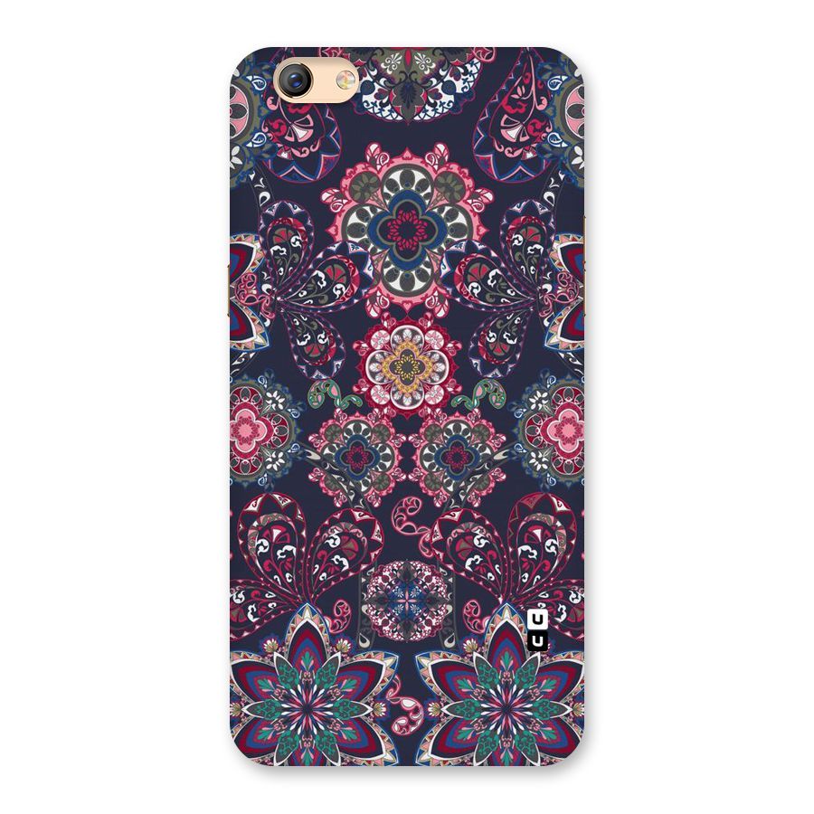 Navy Blue Bloom Pattern Back Case for Oppo F3 Plus