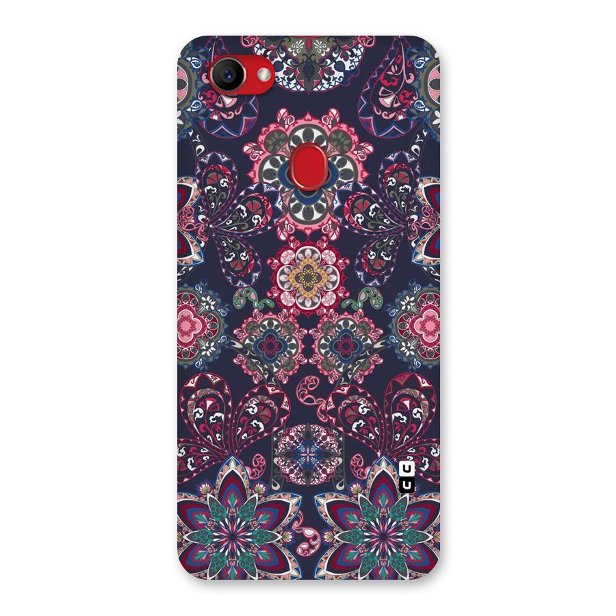 Navy Blue Bloom Pattern Back Case for Oppo F7