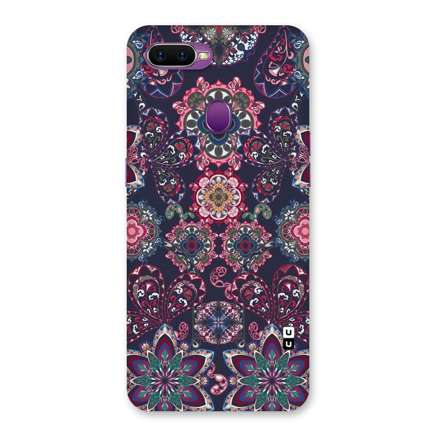 Navy Blue Bloom Pattern Back Case for Oppo F9