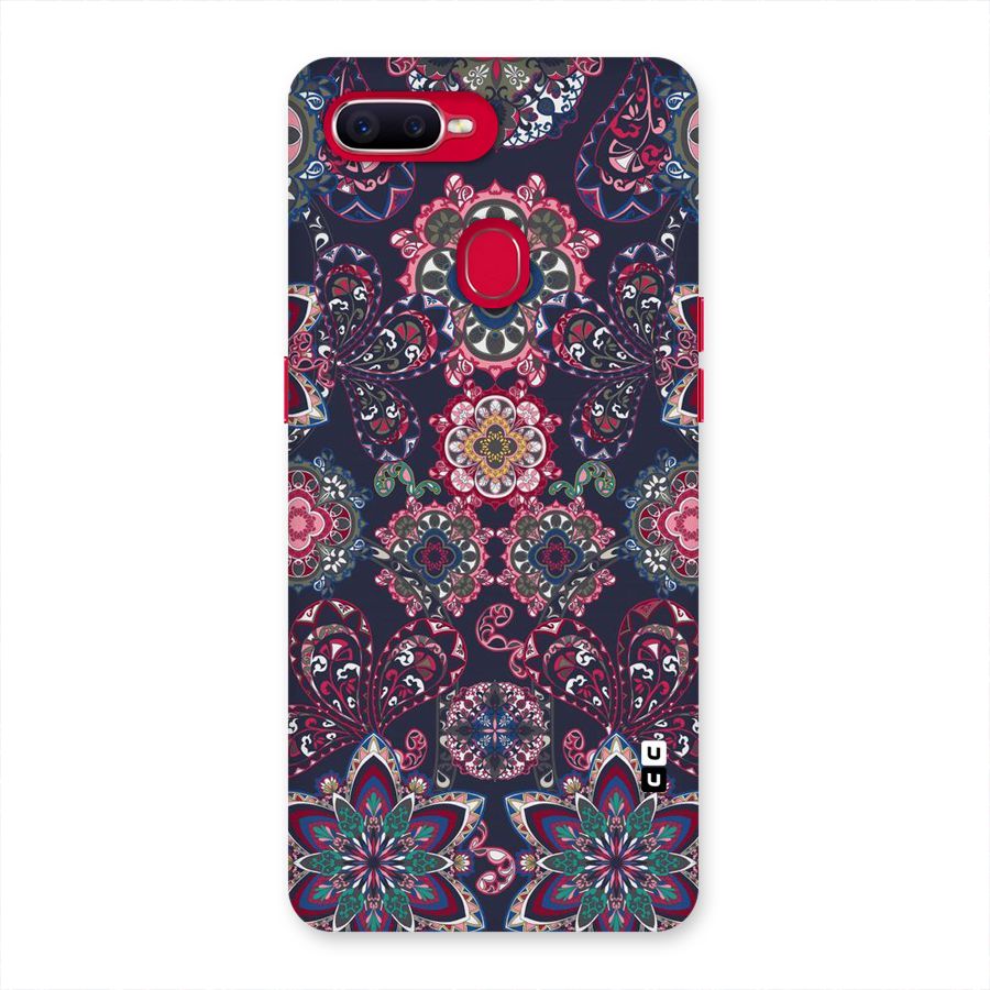 Navy Blue Bloom Pattern Back Case for Oppo F9 Pro