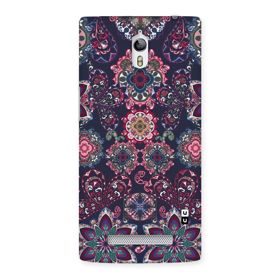 Navy Blue Bloom Pattern Back Case for Oppo Find 7