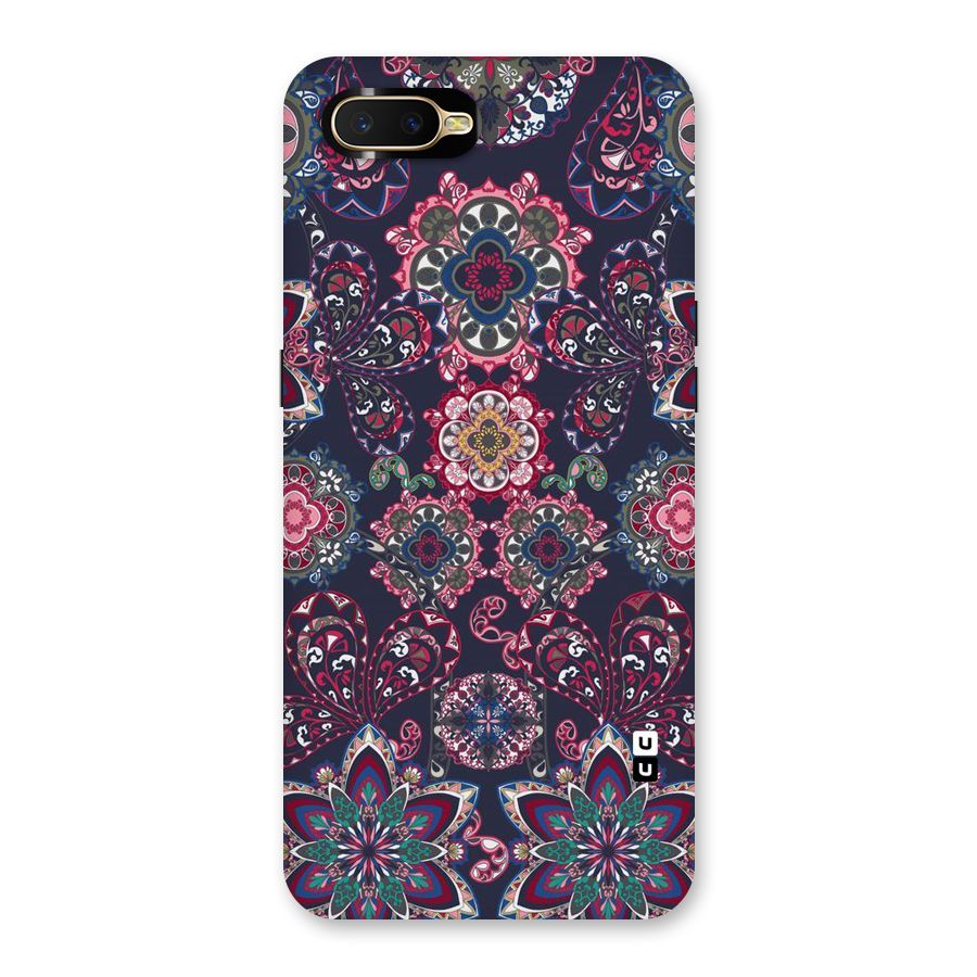 Navy Blue Bloom Pattern Back Case for Oppo K1
