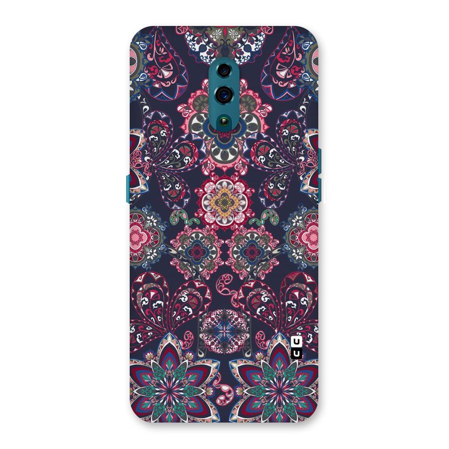 Navy Blue Bloom Pattern Back Case for Oppo Reno
