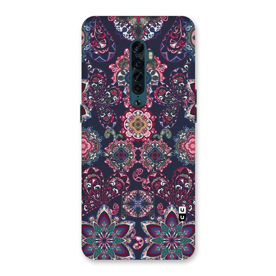 Navy Blue Bloom Pattern Back Case for Oppo Reno2