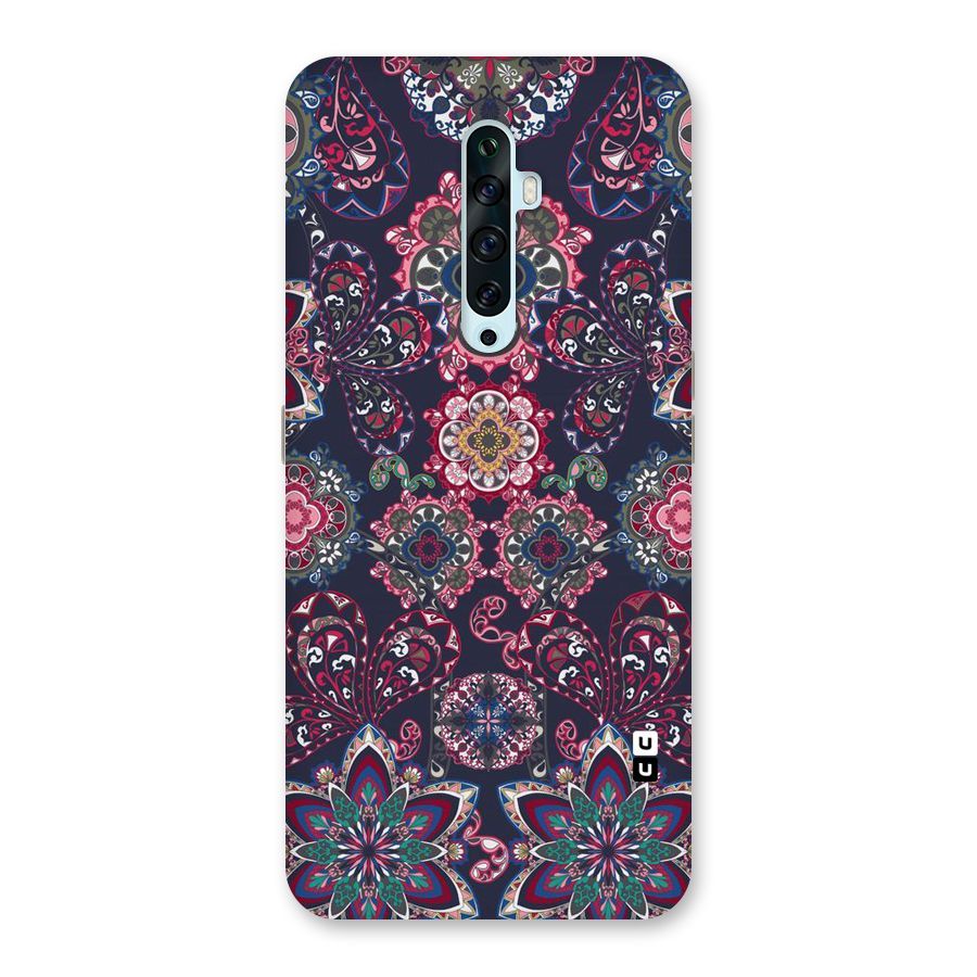 Navy Blue Bloom Pattern Back Case for Oppo Reno2 F