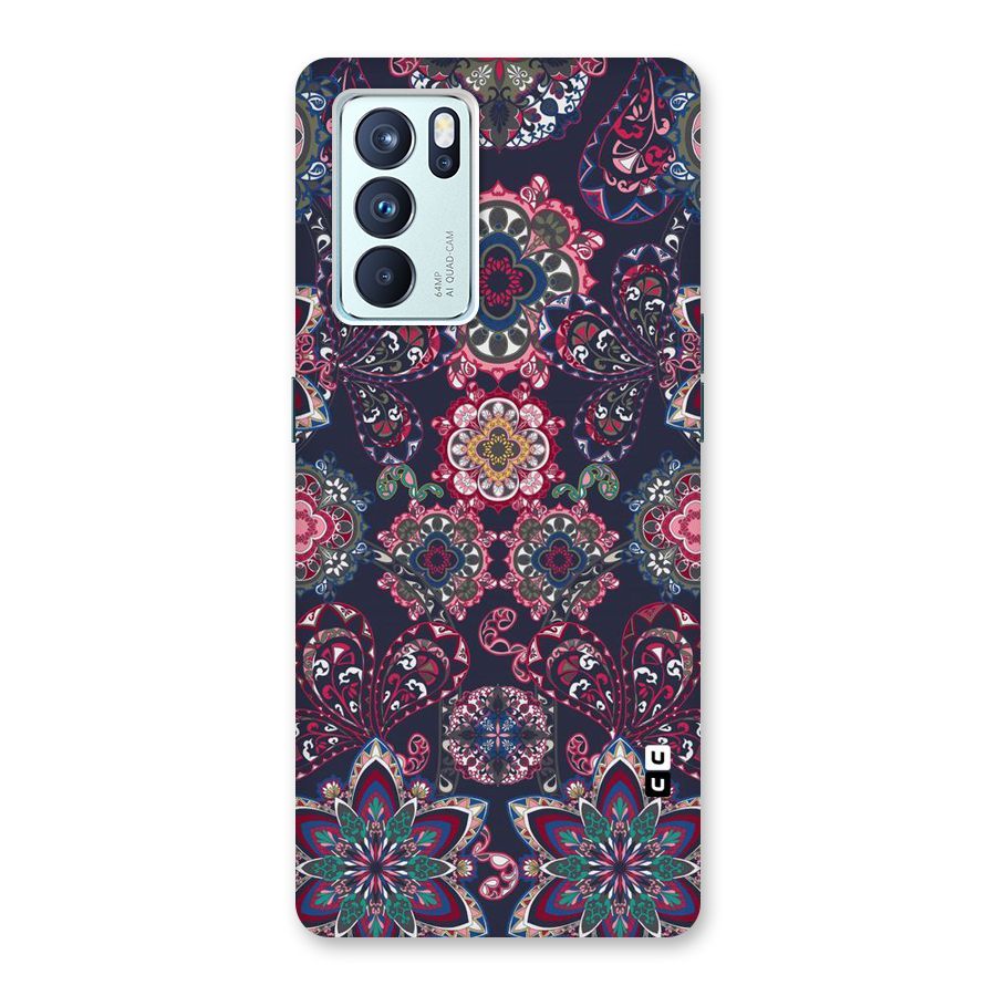 Navy Blue Bloom Pattern Back Case for Oppo Reno6 Pro 5G