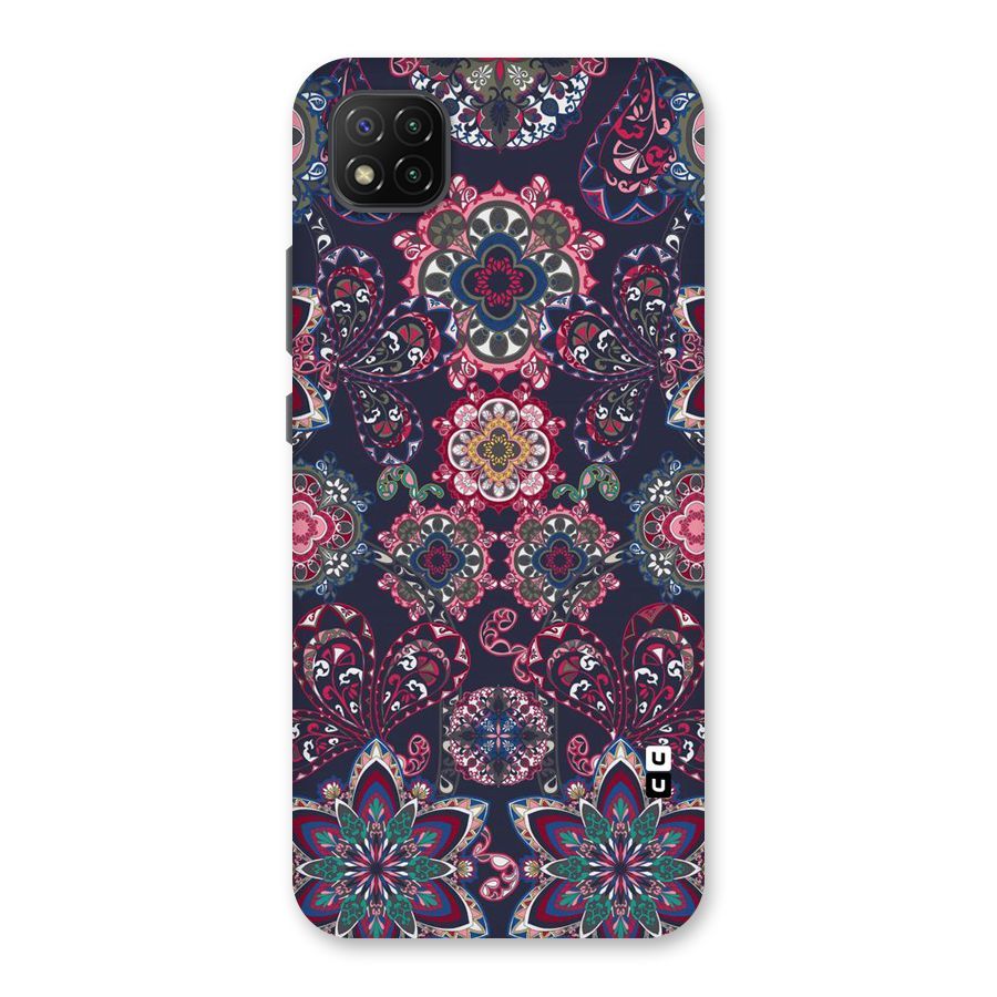 Navy Blue Bloom Pattern Back Case for Poco C3
