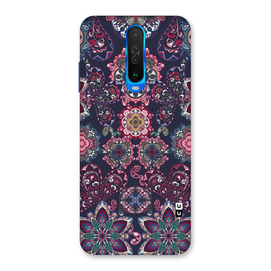 Navy Blue Bloom Pattern Back Case for Poco X2