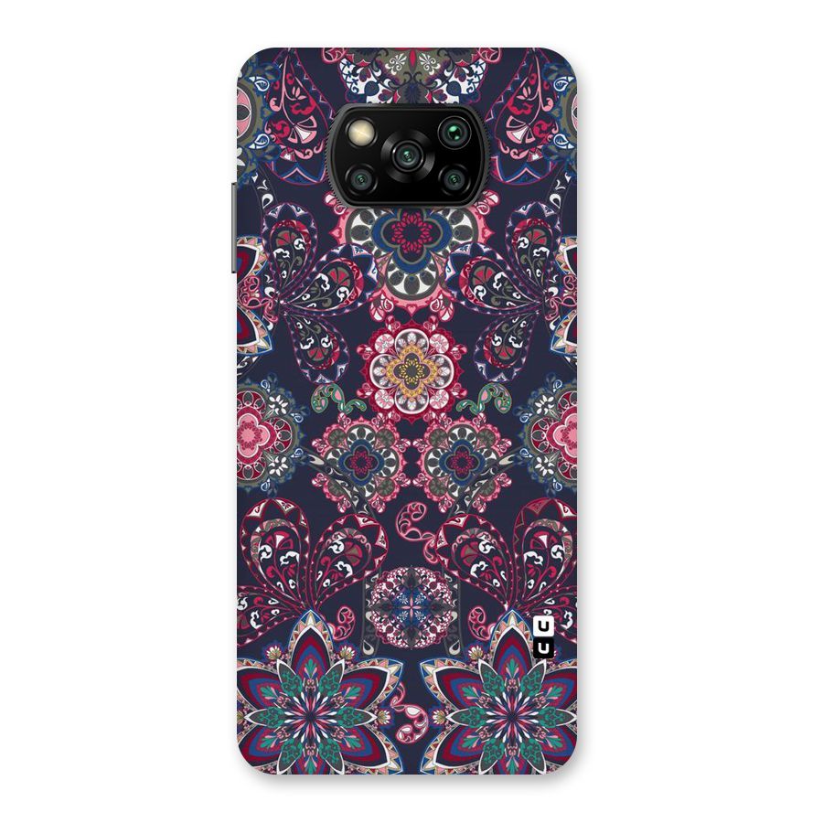 Navy Blue Bloom Pattern Back Case for Poco X3