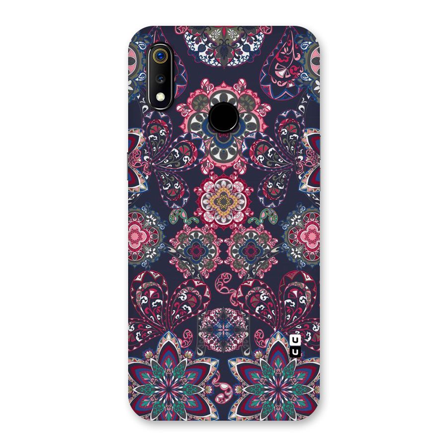 Navy Blue Bloom Pattern Back Case for Realme 3