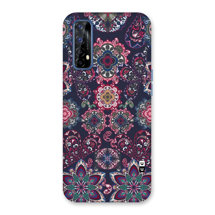 Navy Blue Bloom Pattern Back Case for Realme 7