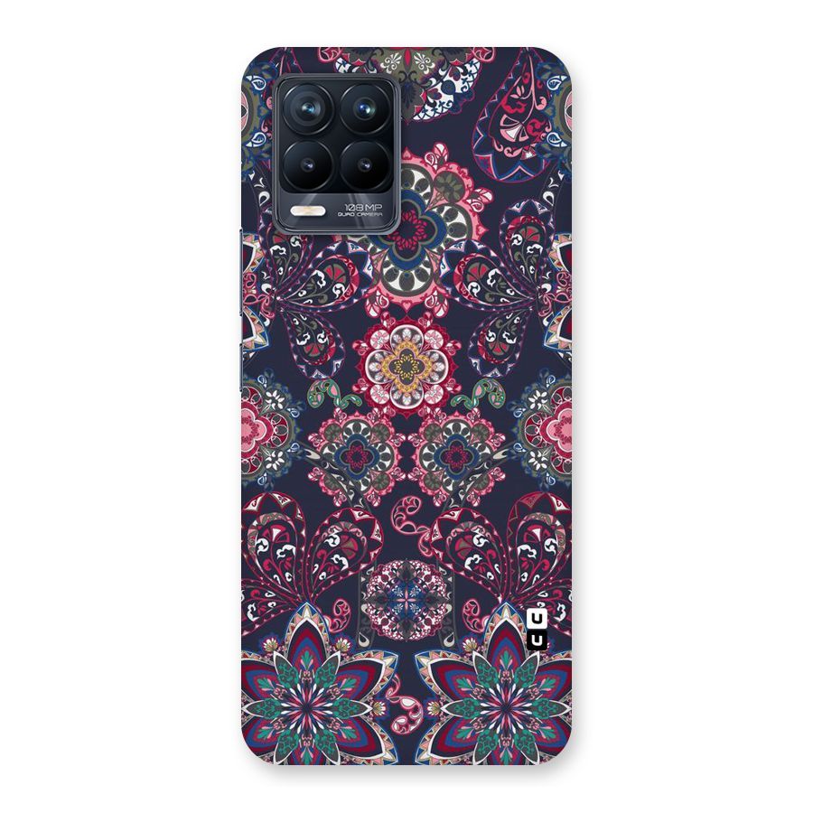 Navy Blue Bloom Pattern Back Case for Realme 8 Pro
