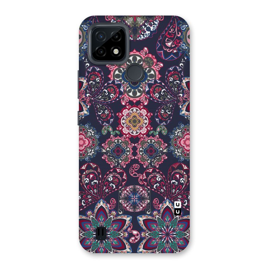 Navy Blue Bloom Pattern Back Case for Realme C21