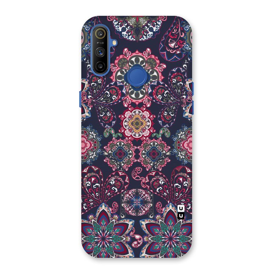 Navy Blue Bloom Pattern Back Case for Realme Narzo 10A
