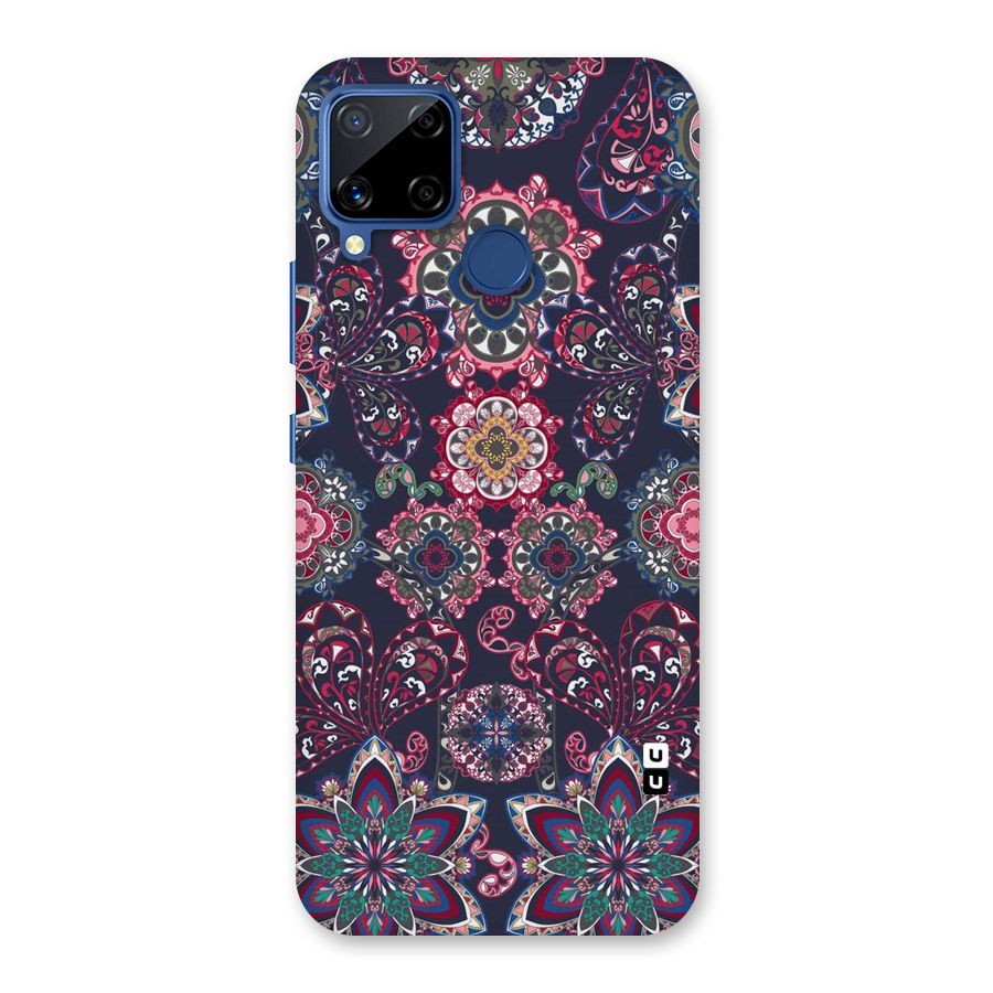 Navy Blue Bloom Pattern Back Case for Realme Narzo 30A