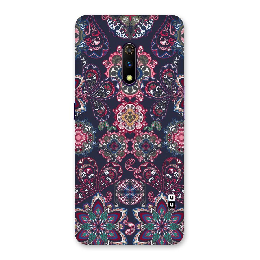 Navy Blue Bloom Pattern Back Case for Realme X