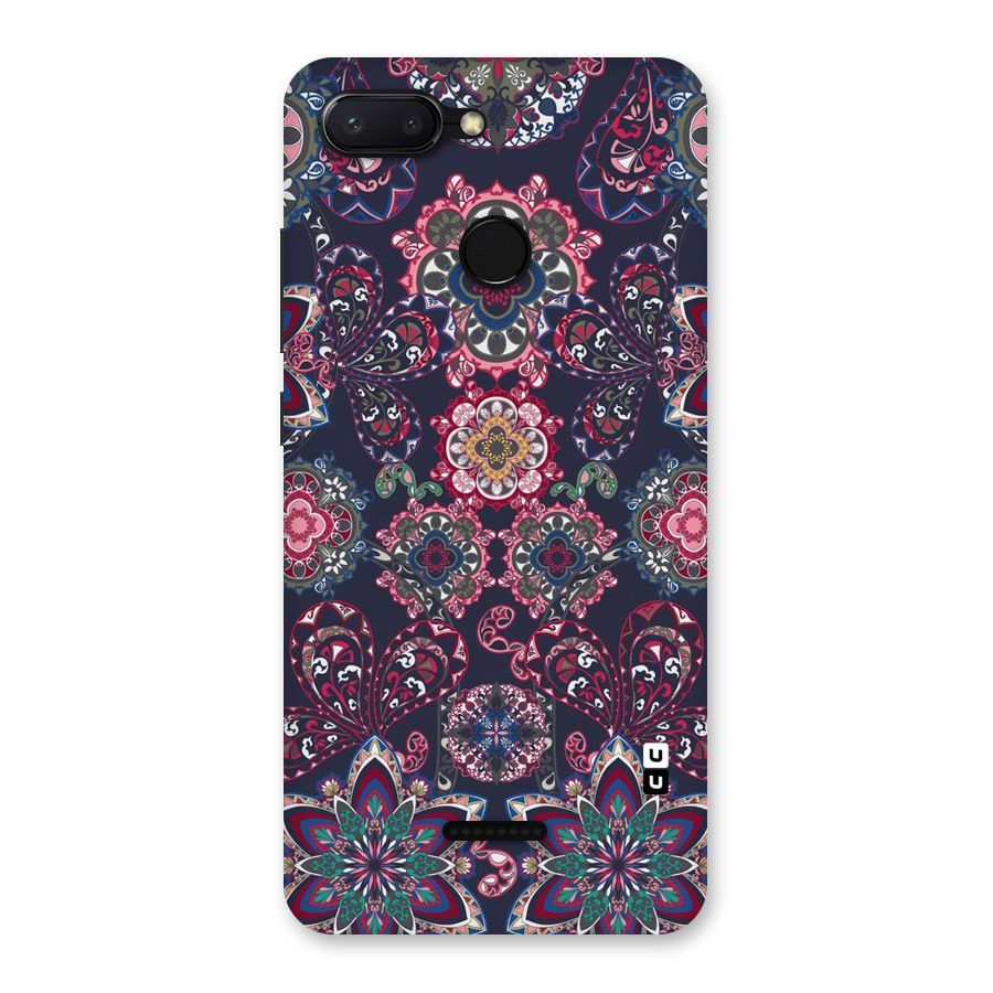 Navy Blue Bloom Pattern Back Case for Redmi 6