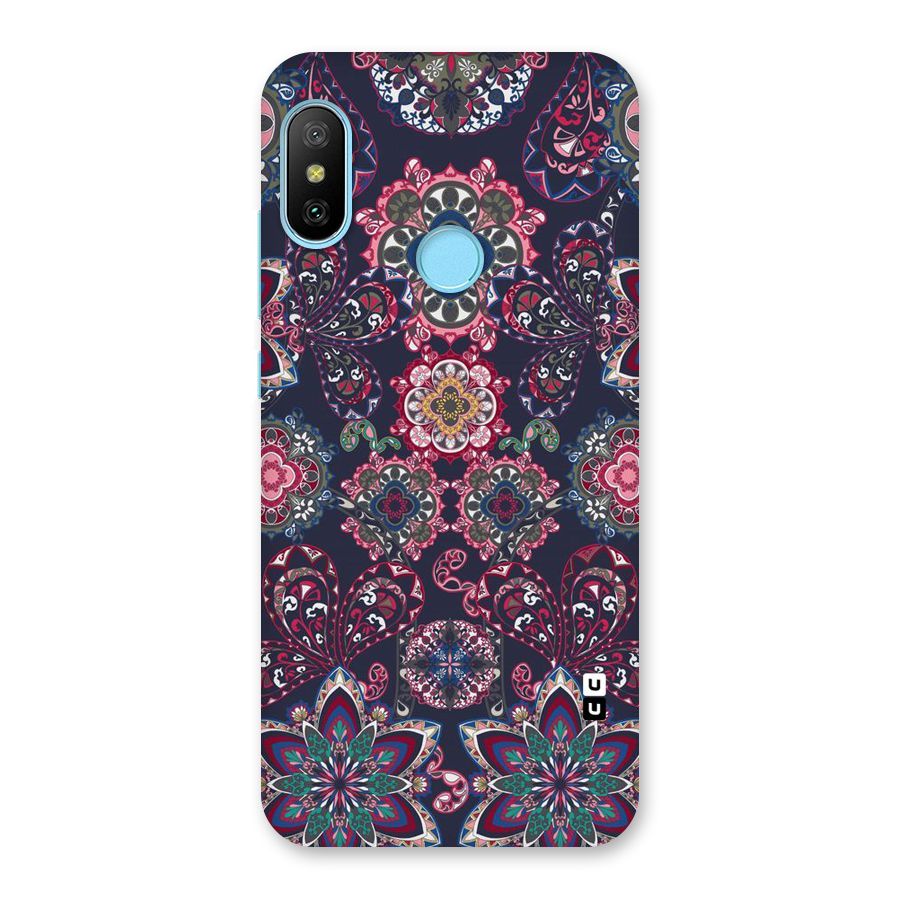 Navy Blue Bloom Pattern Back Case for Redmi 6 Pro