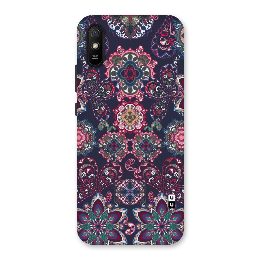 Navy Blue Bloom Pattern Back Case for Redmi 9A