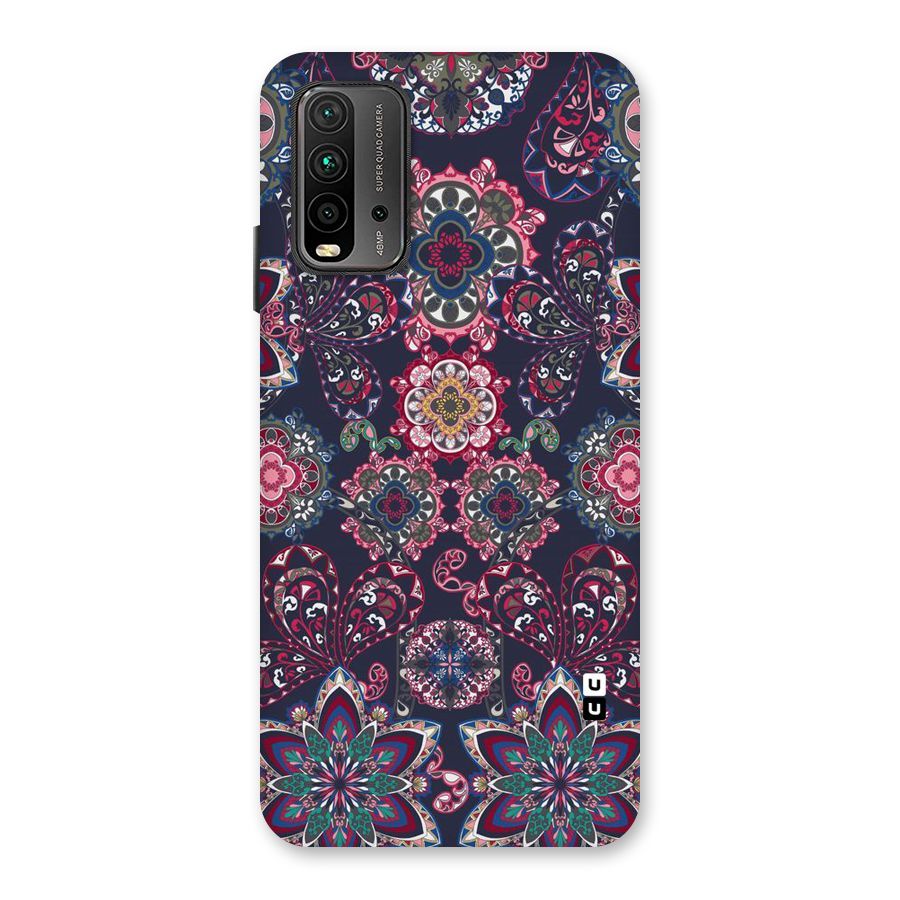 Navy Blue Bloom Pattern Back Case for Redmi 9 Power