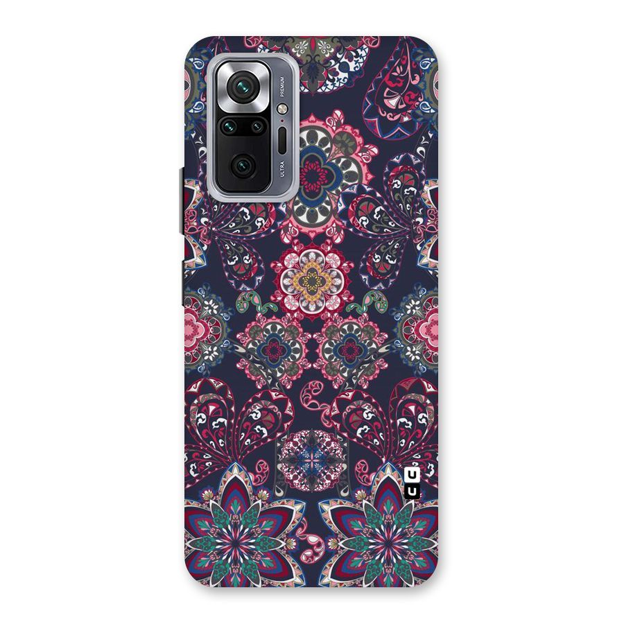 Navy Blue Bloom Pattern Back Case for Redmi Note 10 Pro