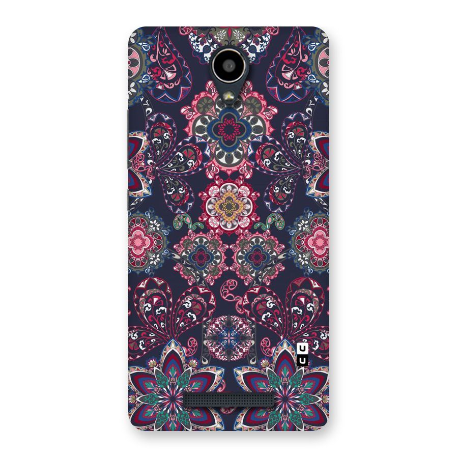 Navy Blue Bloom Pattern Back Case for Redmi Note 2