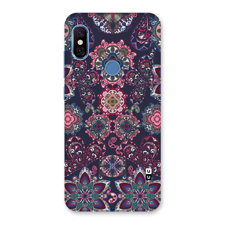 Navy Blue Bloom Pattern Back Case for Redmi Note 6 Pro