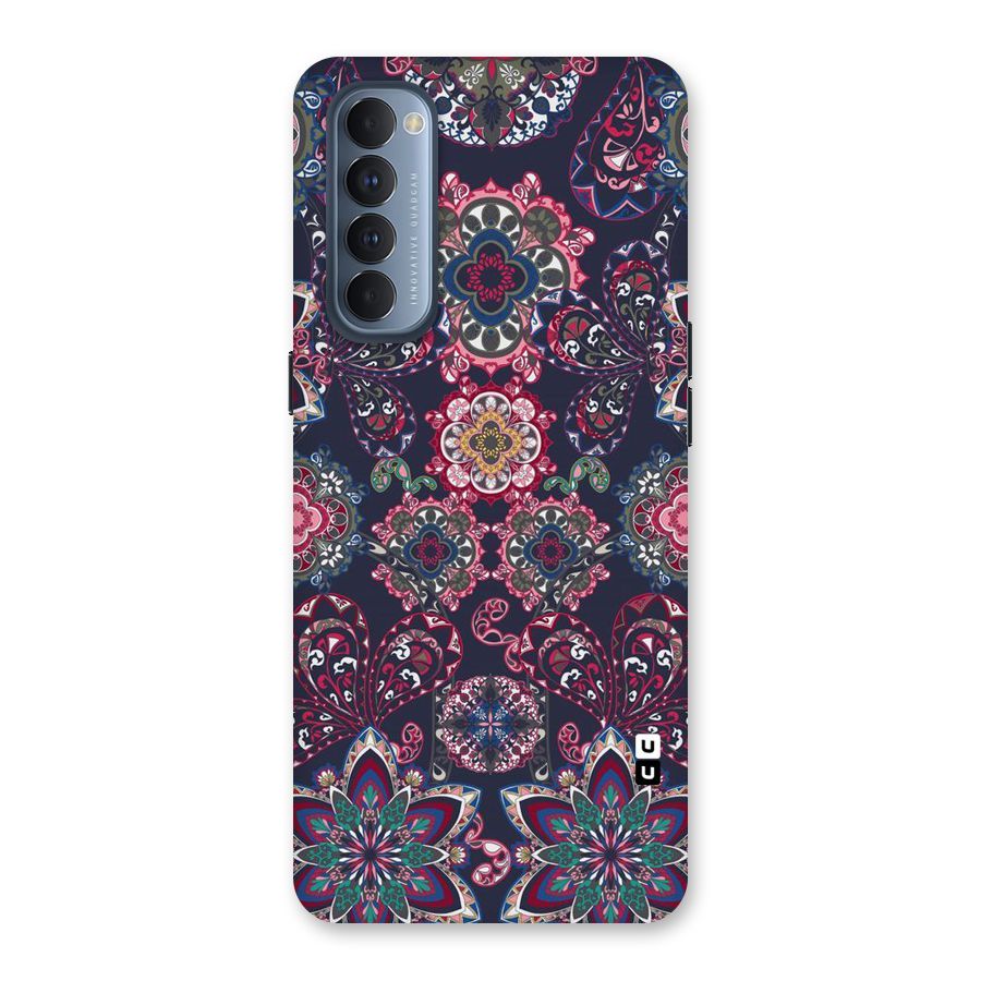Navy Blue Bloom Pattern Back Case for Reno4 Pro