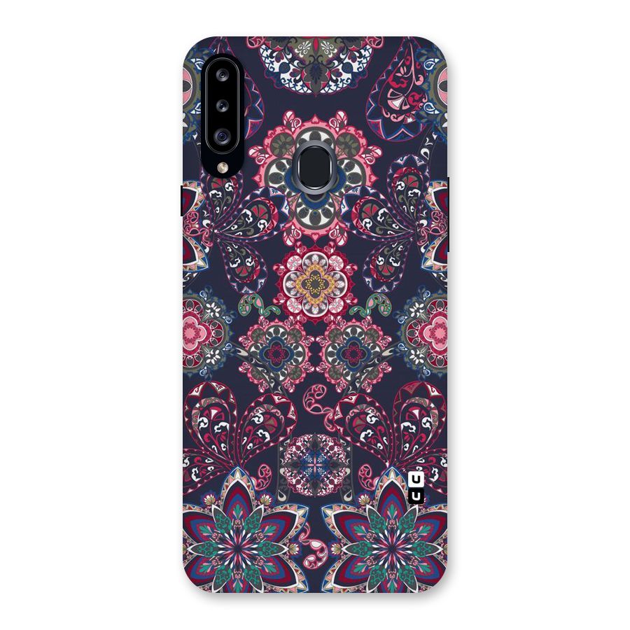 Navy Blue Bloom Pattern Back Case for Samsung Galaxy A20s