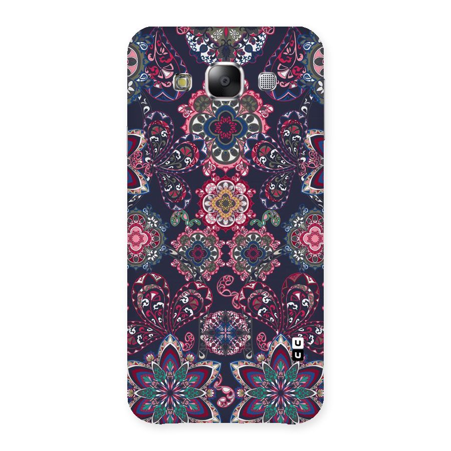 Navy Blue Bloom Pattern Back Case for Samsung Galaxy E5