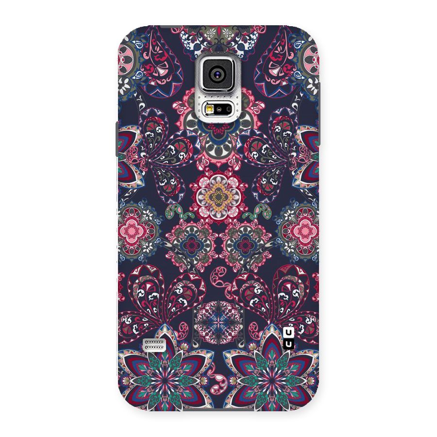 Navy Blue Bloom Pattern Back Case for Samsung Galaxy S5