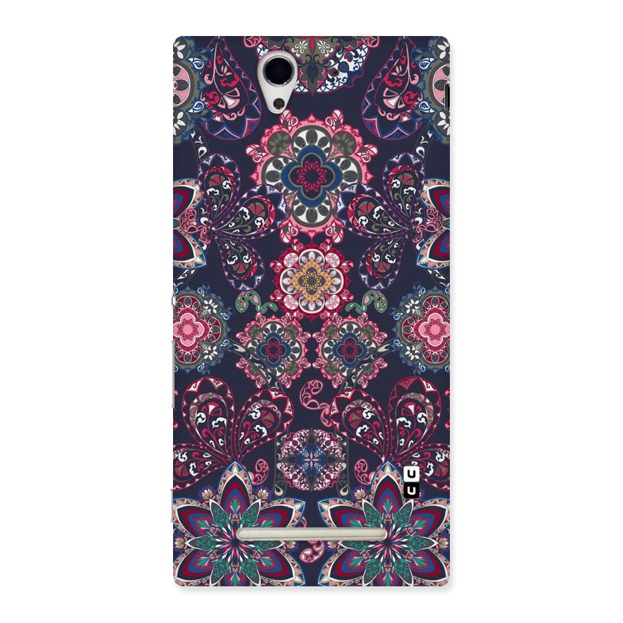 Navy Blue Bloom Pattern Back Case for Sony Xperia C3