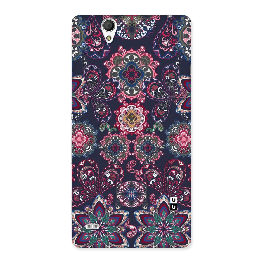 Navy Blue Bloom Pattern Back Case for Sony Xperia C4