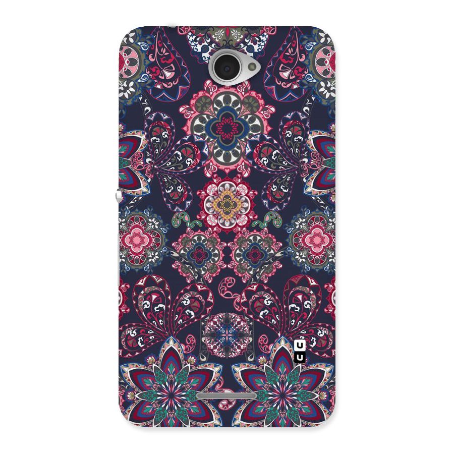 Navy Blue Bloom Pattern Back Case for Sony Xperia E4
