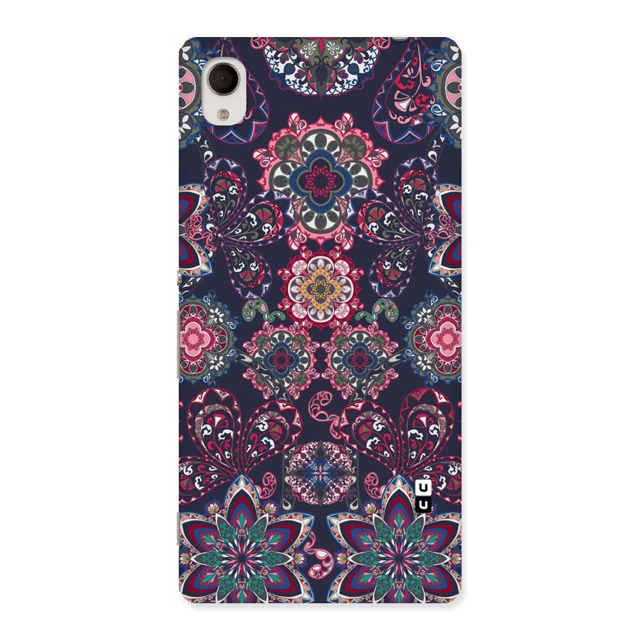 Navy Blue Bloom Pattern Back Case for Sony Xperia M4