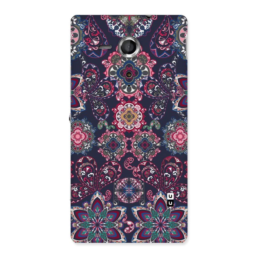 Navy Blue Bloom Pattern Back Case for Sony Xperia SP