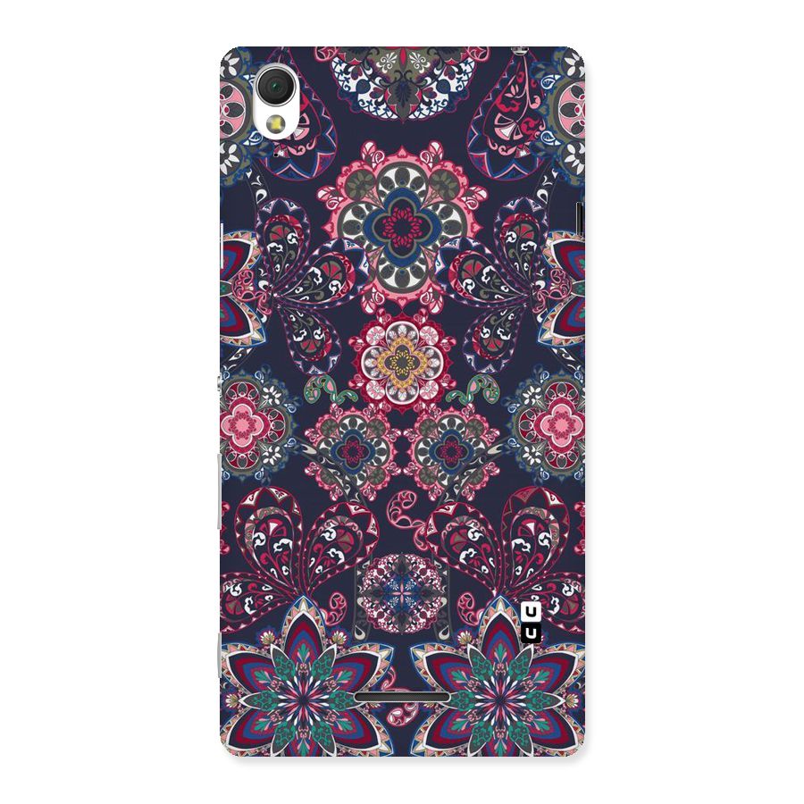 Navy Blue Bloom Pattern Back Case for Sony Xperia T3