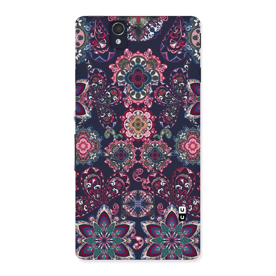 Navy Blue Bloom Pattern Back Case for Sony Xperia Z