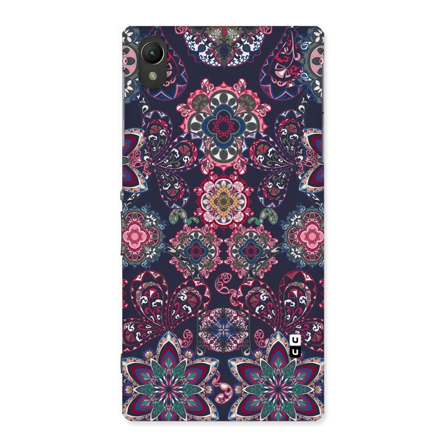 Navy Blue Bloom Pattern Back Case for Sony Xperia Z1