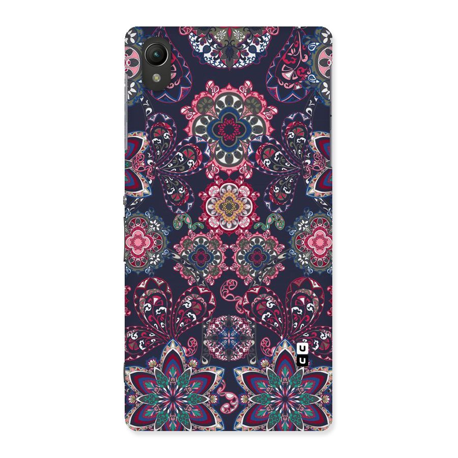 Navy Blue Bloom Pattern Back Case for Sony Xperia Z2