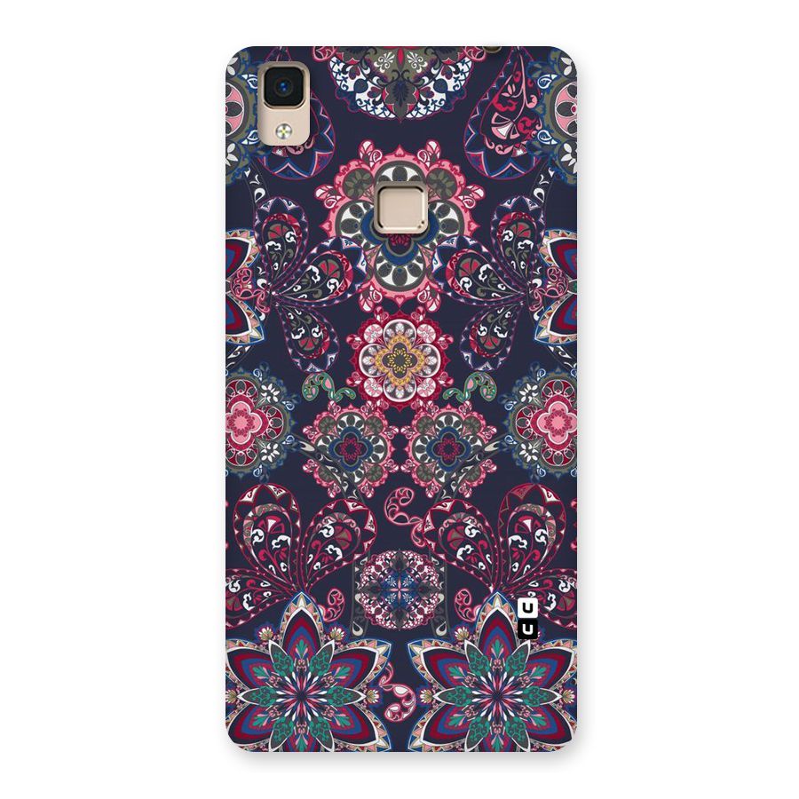 Navy Blue Bloom Pattern Back Case for V3 Max